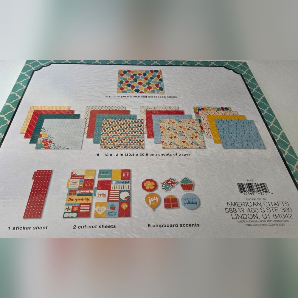 American Crafts Scrapbook Box Birthday Kit NIB - Picture 5 of 11
